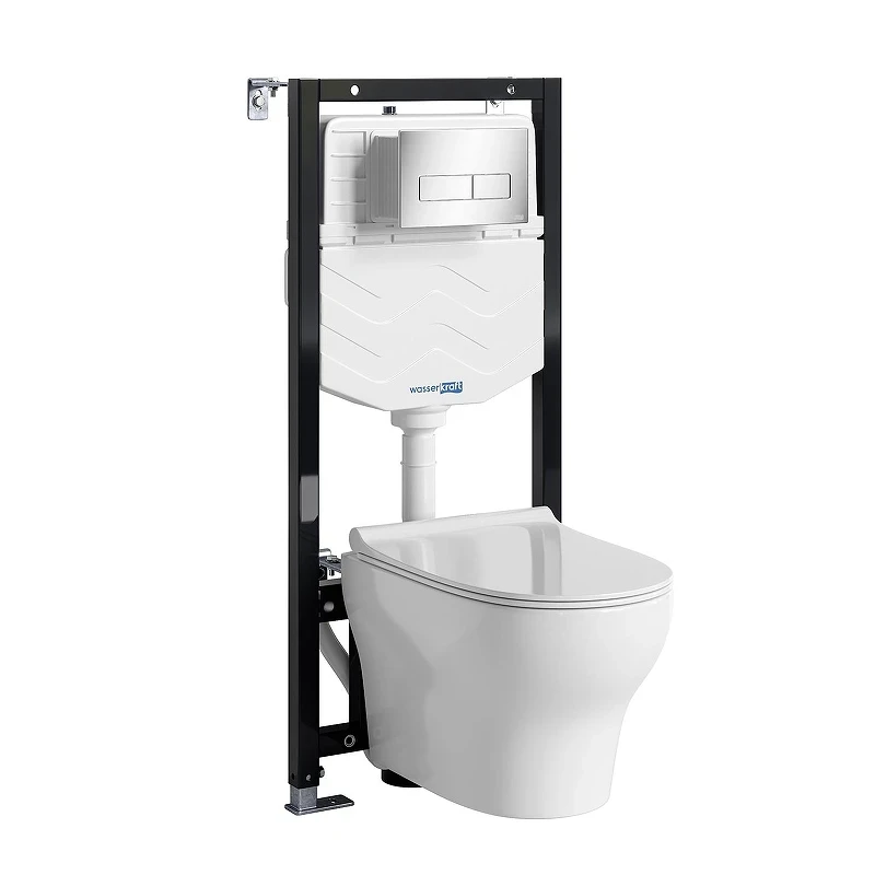 Комплект унитаза с инсталляцией WasserKRAFT Aller 10TLT.010.ME.CH03.H001 цвет Белый с сиденьем Микролифт и клавишей смыва цвет Хром