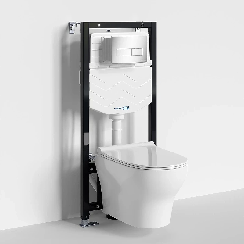 Комплект унитаза с инсталляцией WasserKRAFT Aller 10TLT.010.ME.CH03.H001 цвет Белый с сиденьем Микролифт и клавишей смыва цвет Хром
