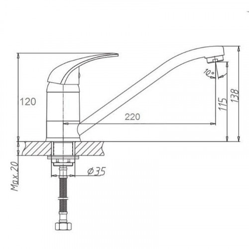 Смеситель для кухни D-Lin D152410 цвет  Хром