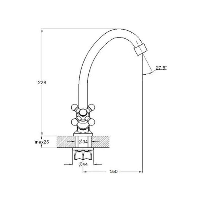 Смеситель для кухни D-Lin D151810 цвет  Хром