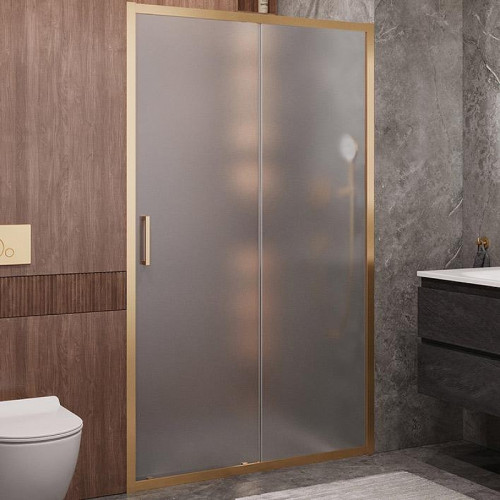 Душевая дверь Cezares Molveno 120 MOLVENO-BF-1-120-P-BORO профиль Брашированное золото стекло рифленое