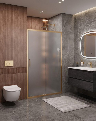 Душевая дверь Cezares Molveno 120 MOLVENO-BF-1-120-P-BORO профиль Брашированное золото стекло рифленое