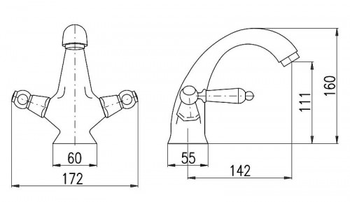 Смеситель для раковины Rav Slezak Morava retro MK529.5SM Бронза латунь