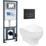 Комплект унитаза с инсталляцией WeltWasser MARBERG 410 + ERLENBACH 004 GL-WT + MAR 410 SE MT-BL 10000010377 цвет Белый глянцевый с сиденьем Микролифт и клавишей смыва цвет Черный матовый