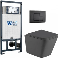 Комплект унитаза с инсталляцией WeltWasser MARBERG 507 + GELBACH 043 MT-GR + MAR 507 SE GL-WT 10000012046 цвет Белый глянцевый с сиденьем Микролифт и клавишей смыва цвет Белый глянцевый