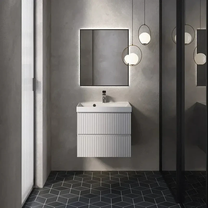 Тумба под раковину AQUAme S1 60 AQM900160WH подвесная цвет Белый глянцевый