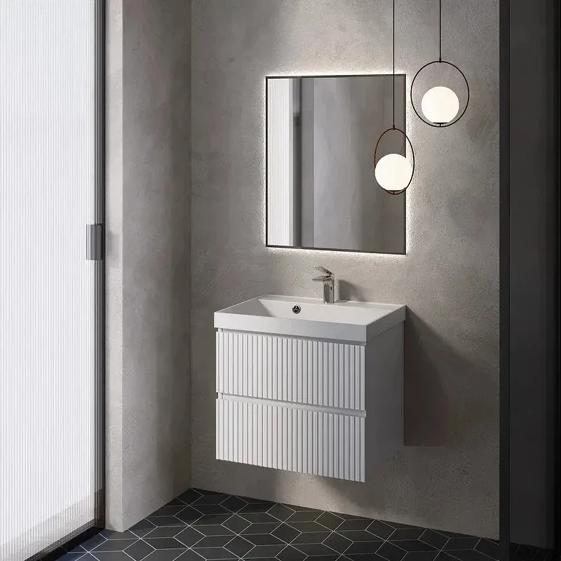 Тумба под раковину AQUAme S1 60 AQM900160WH подвесная цвет Белый глянцевый