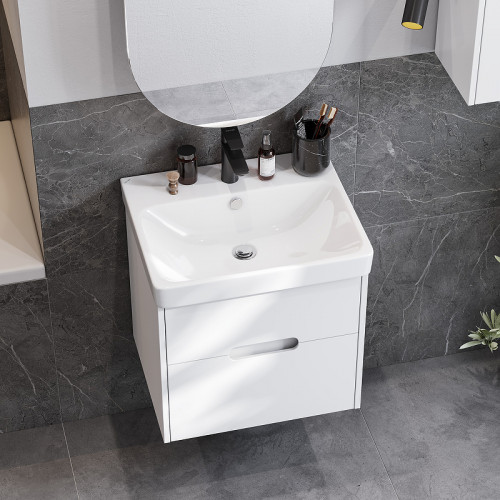 Тумба под раковину Aquaton Оливия 55 1A254201OL010 подвесная Белая матовая МДФ / ЛДСП