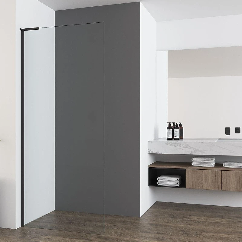 Душевая перегородка Vincea Walk-In 90 VSW-7HA900CLB профиль Черный матовый стекло прозрачное