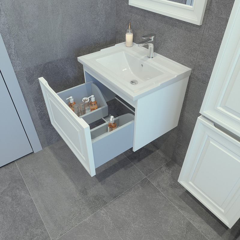 Тумба с раковиной Caprigo Ponza 60 13510-021.000.00.05+60 Y-060В подвесная цвет Белый