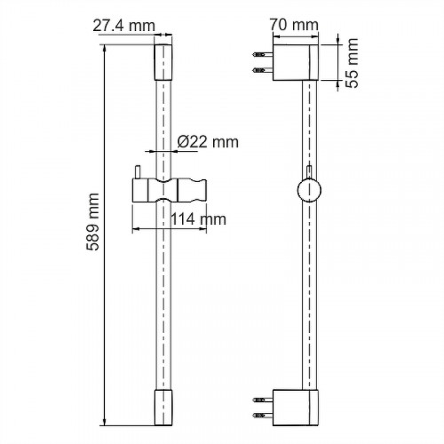 Душевая штанга WasserKRAFT Glan  A191 Черная глянцевая нержавеющая сталь на стену