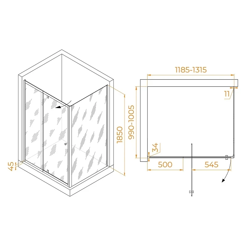 Душевой уголок RGW Passage 120x100 41084410-014 профиль цвет Черный стекло прозрачное