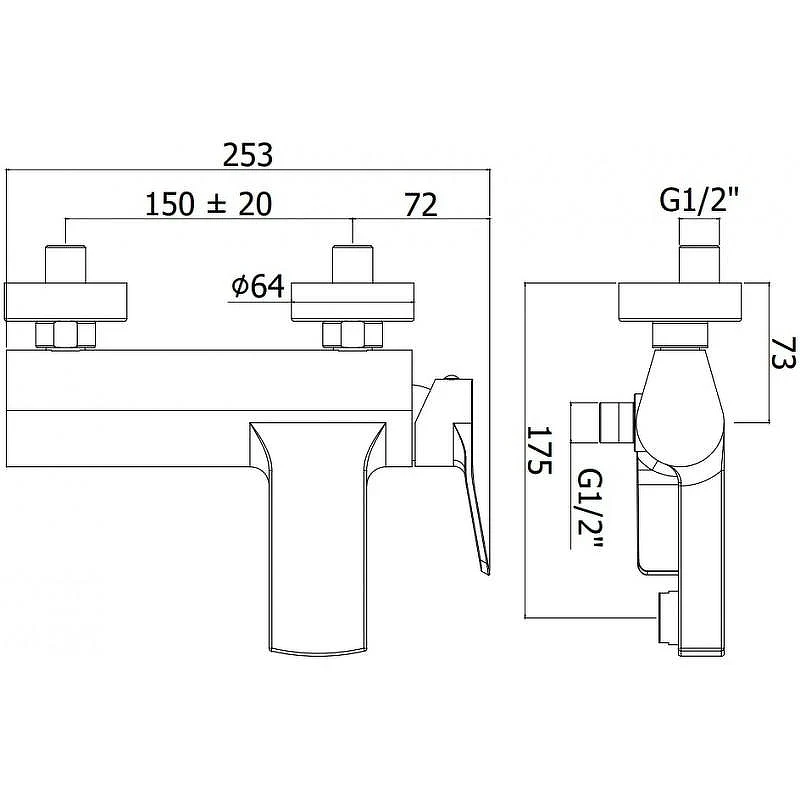 Смеситель для ванны Paffoni Tilt TI022ST цвет Сталь