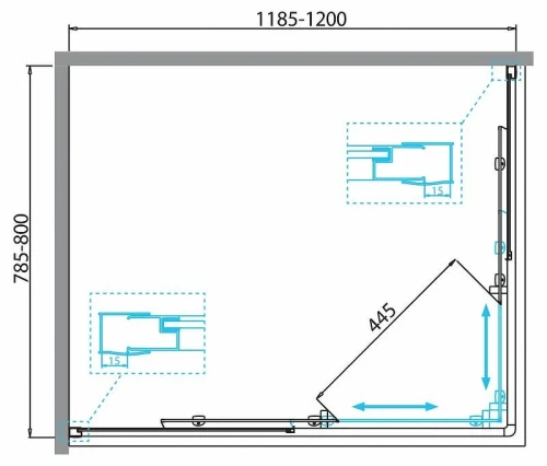 Душевой уголок BelBagno Due 120x80 DUE-AH-2-120/80-C-Cr профиль Хром стекло прозрачное