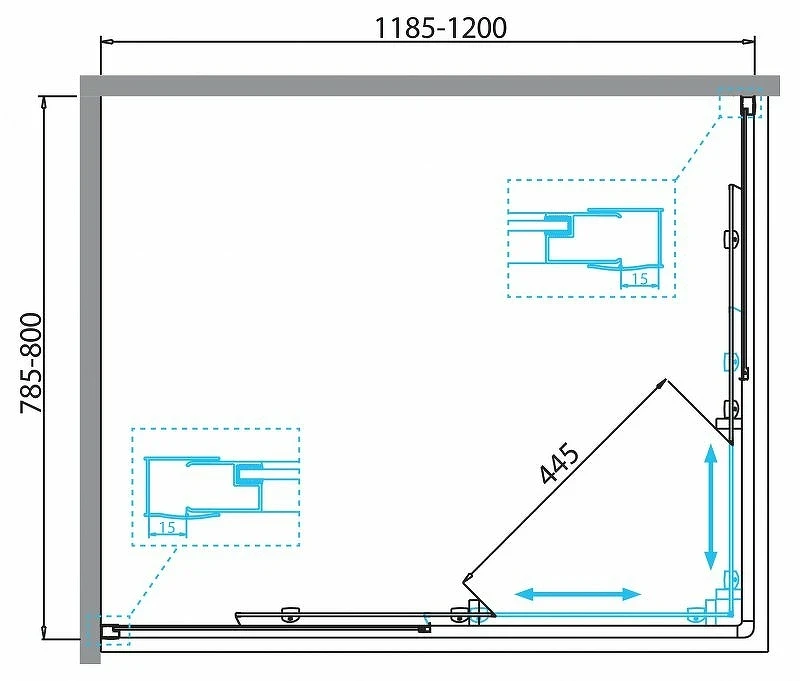 Душевой уголок BelBagno Due 120x80 DUE-AH-2-120/80-C-Cr профиль Хром стекло прозрачное