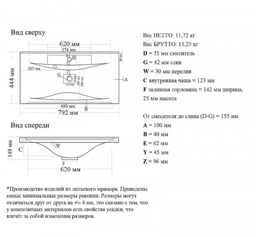 Раковина Uperwood Elen 80 291120423 цвет Белый глянцевый