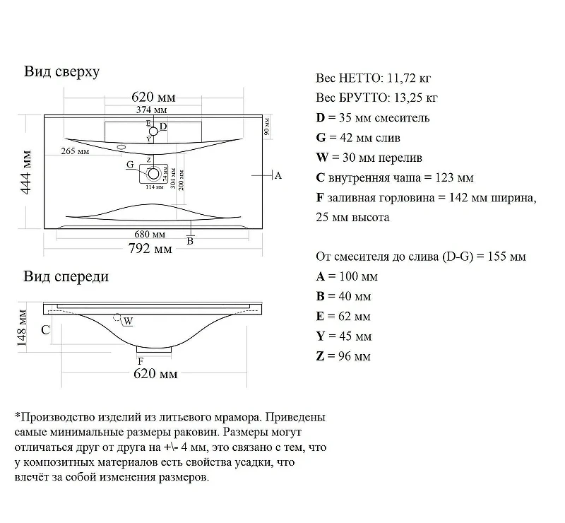 Раковина Uperwood Elen 80 291120423 цвет Белый глянцевый