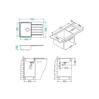 Кухонная мойка Alveus Line 80 NAT-90 790x500 1066750 Натуральная сталь нержавеющая сталь встраиваемый