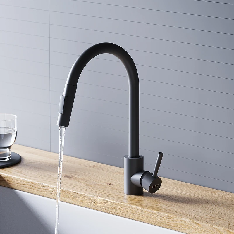 Смеситель для кухни Dorff Logic D3007522 Черный нержавеющая сталь