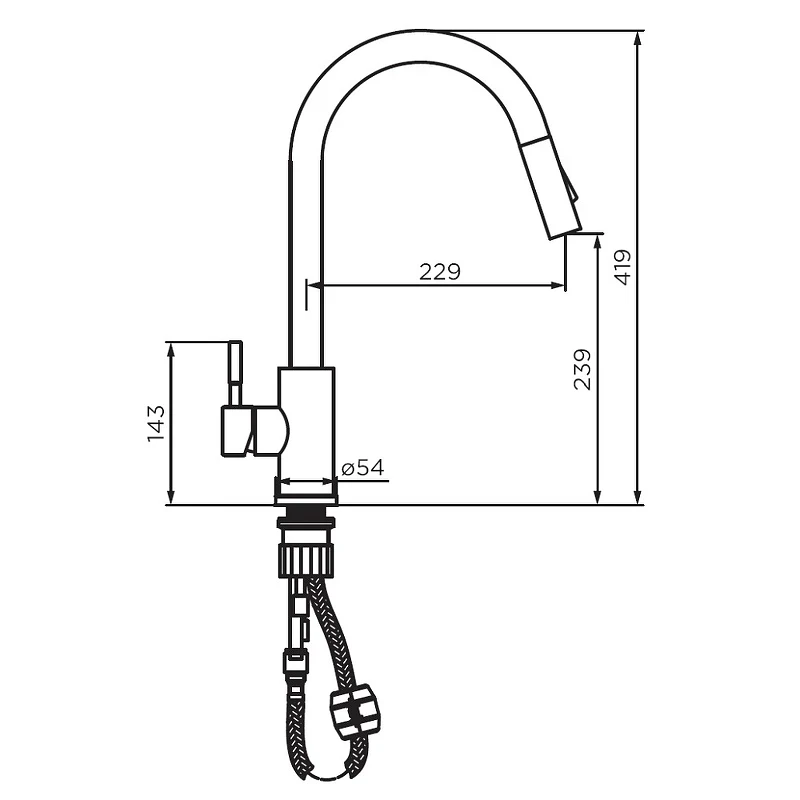 Смеситель для кухни Dorff Logic D3007522 Черный нержавеющая сталь