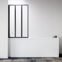 Шторка на ванну Veconi Palau PL-73BL 120 L PL73BL-120-01-19C4 профиль Черный матовый стекло прозрачное
