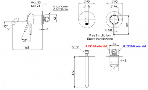 Смеситель для раковины Remer X Style X15C цвет Хром