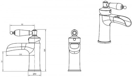 Смеситель для раковины Boheme Vogue 211-SW Золото латунь