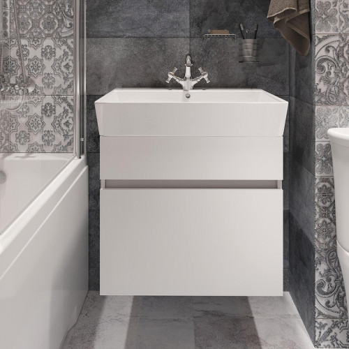 Тумба с раковиной DIWO Тольятти 60 подвесная цвет Белый