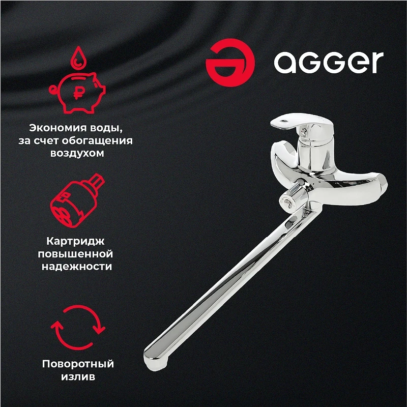 Смеситель для ванны Agger Glad A1521100 универсальный