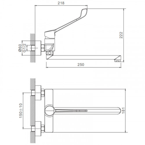 Смеситель для кухни Splenka S08.21 Хром латунь на стену