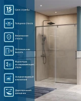 Душевая дверь BelBagno Soft Close-1 160 SOFT_CLOSE-1-BF-1-160-C-GM профиль Оружейная сталь стекло прозрачное