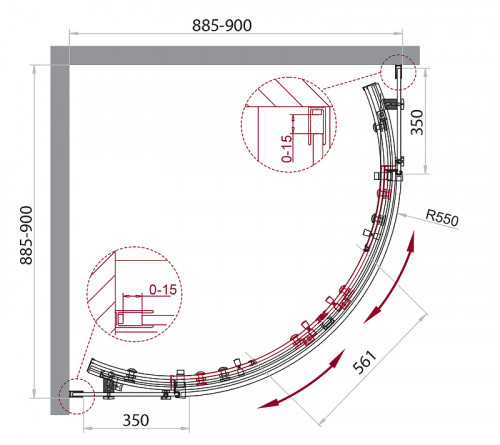 Душевой уголок BelBagno Acqua 90x90 ACQUA-R-2-90-C-Cr профиль Хром стекло прозрачное