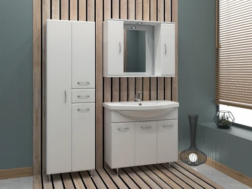 Зеркало со шкафом Stella Polar Концепт 80/С SP-00000059 с подсветкой Белое
