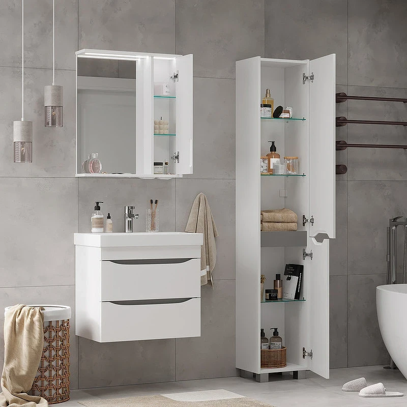 Зеркало со шкафом Volna Lake 60 R zsLAKE60.R-01 с подсветкой Белое