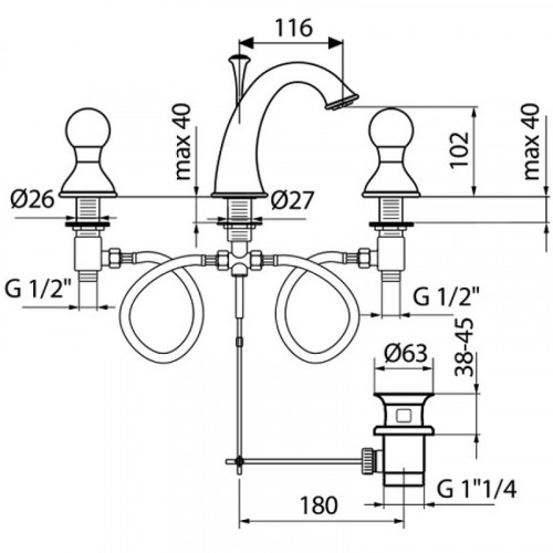 Смеситель для раковины Webert Karenina KA750101010
