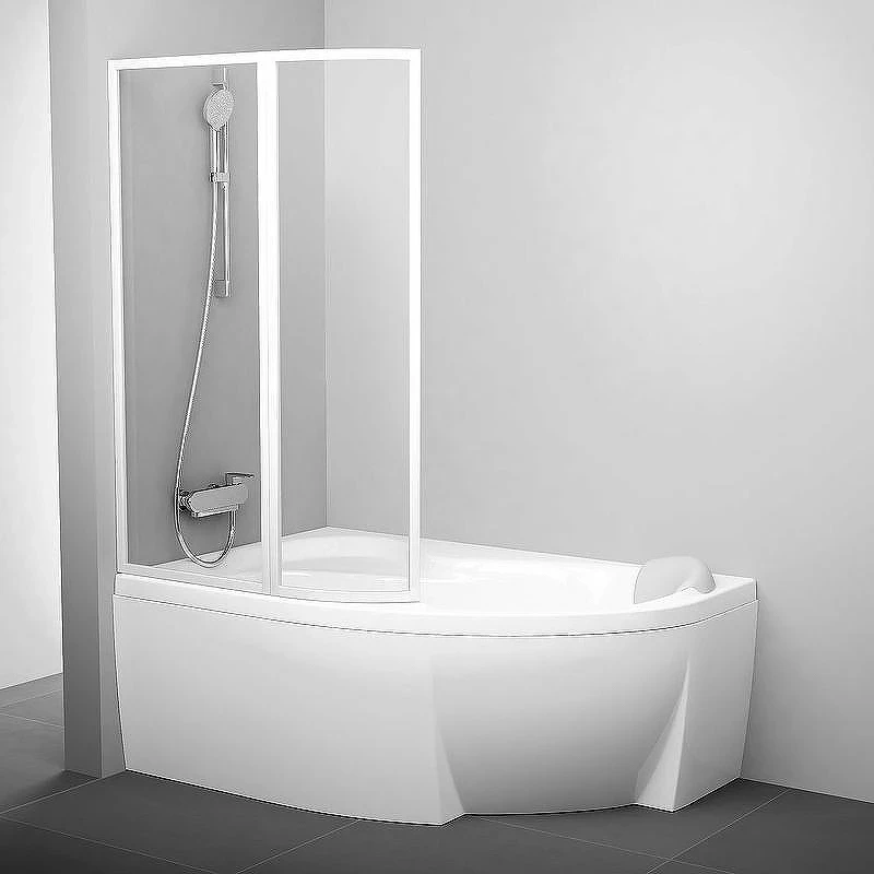 Шторка на ванну Ravak Supernova VSK2 Rosa 160 L 76L90100Z1 профиль Белый стекло Transparent