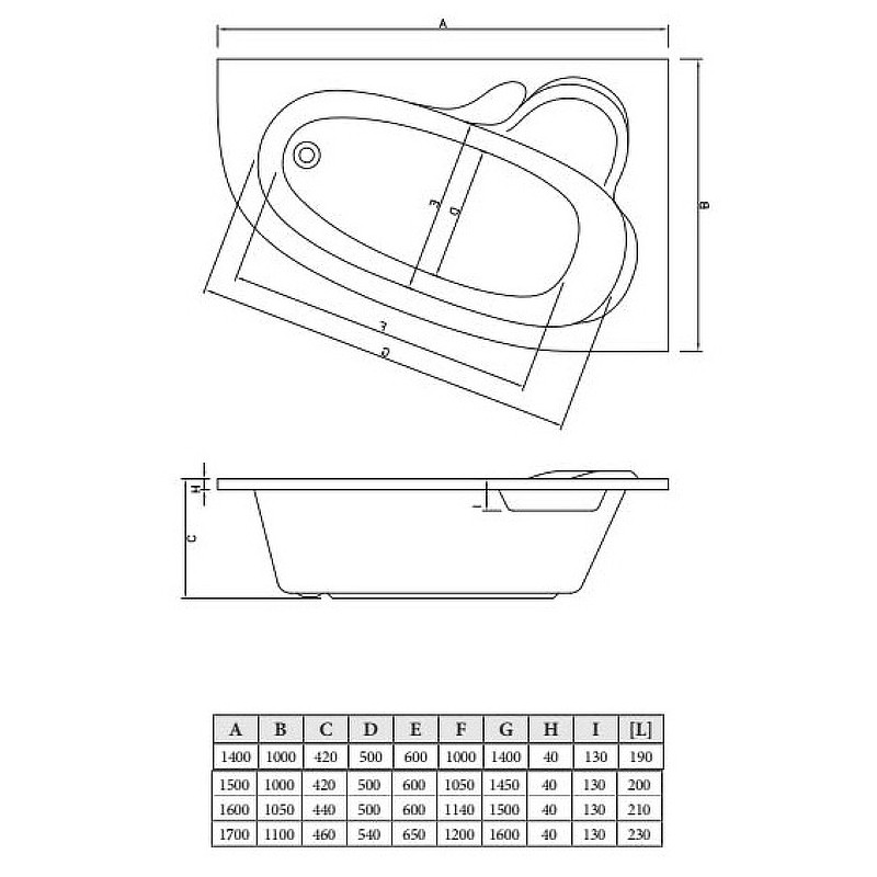 Акриловая ванна C-Bath Atlant 160x105 CBA00103R без гидромассажа