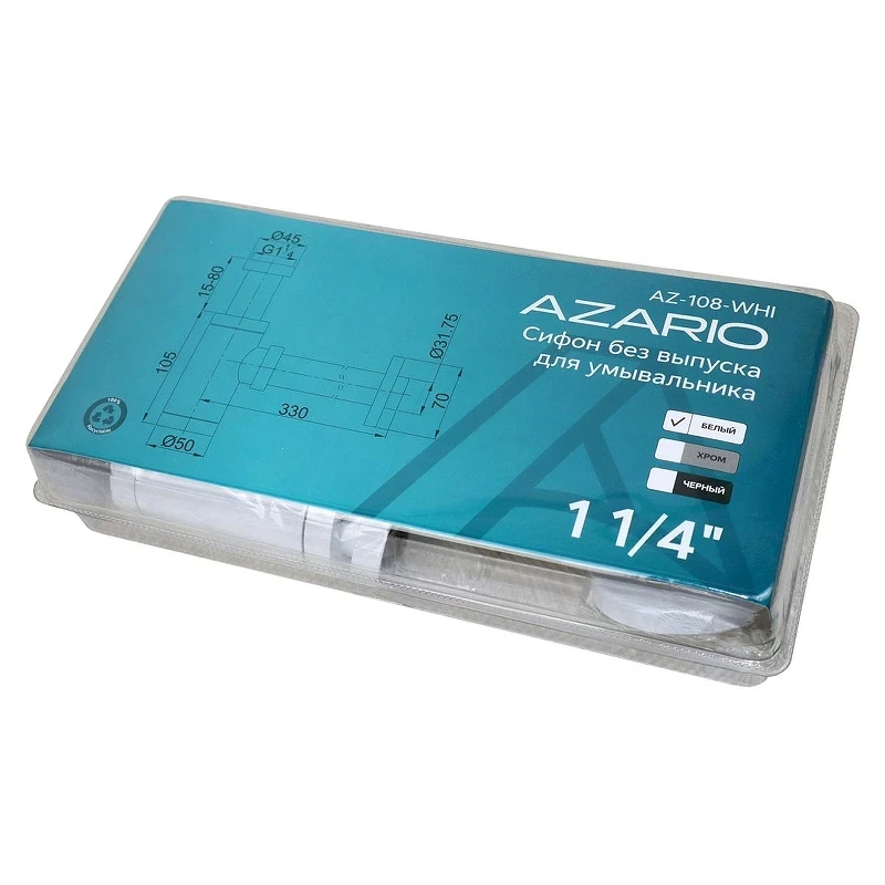 Сифон для раковины Azario AZ-108-WHI цвет Белый