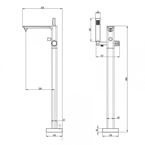 Смеситель для ванны Azario Piano AZ-208260AB5C-0308A цвет Хром