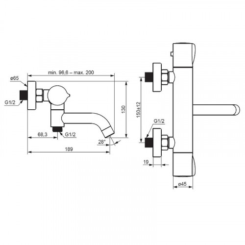 Смеситель для ванны Damixa Scandinavian Pure 363000300 с термостатом Черный матовый латунь на стену