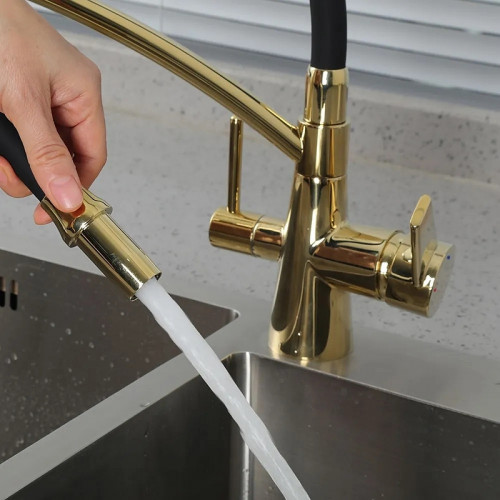 Смеситель для кухни Gappo G4398-13 Золото Черный латунь