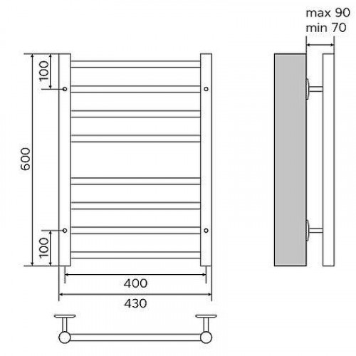 Водяной полотенцесушитель Azario Parma 400x600 П8 AZ10146S нижнее/диагональное подключение, G 1/2 Хром