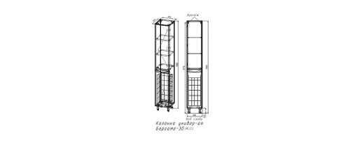 Шкаф пенал Style Line Бергамо 30 L Люкс Плюс СС-00002510 с бельевой корзиной цвет Белый глянец антискрейтч