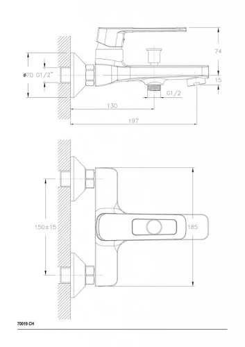 Смеситель для ванны Ceramicanova Linear 70019CH