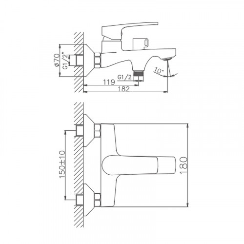 Смеситель для ванны Haiba HB60587 Хром на стену