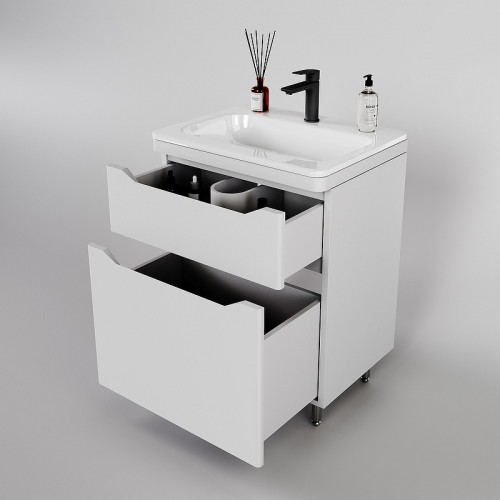 Тумба под раковину Style Line Марелла 60 Люкс Plus СС-00002395 Белый матовый антискрейтч МДФ / ЛДСП