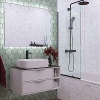 Шторка на ванну Reflection 70х140 RX14070CBL-03 профиль Черный стекло прозрачное