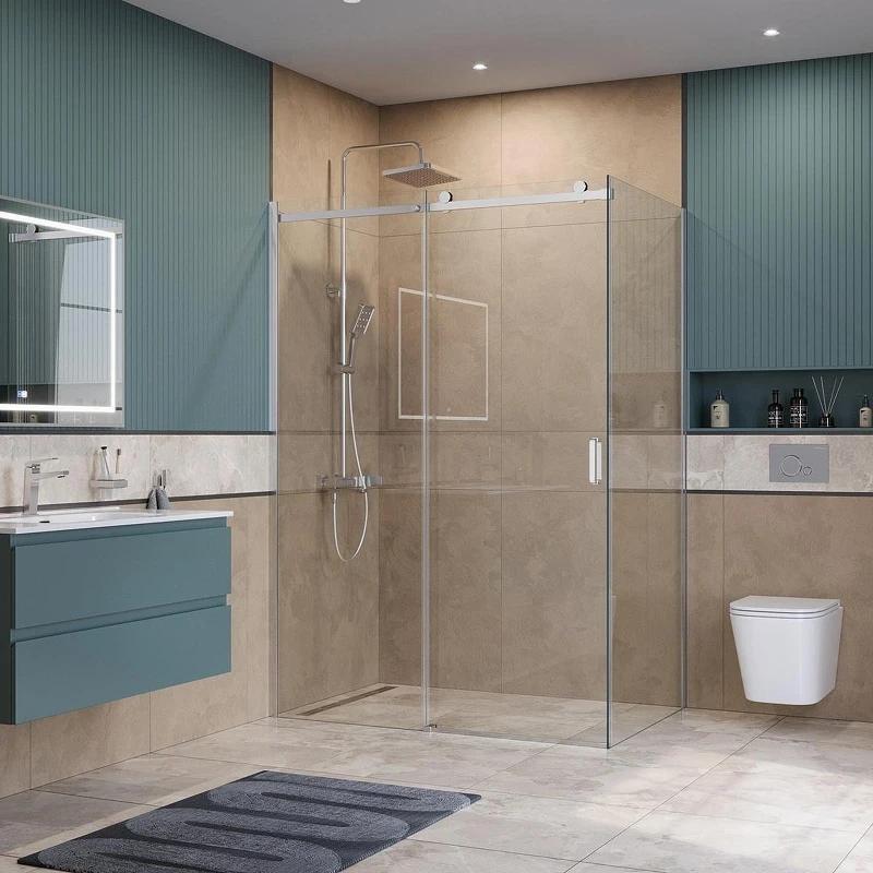 Душевой уголок BelBagno Soft Close-2 150x90 SOFT_CLOSE-2-AH-1-150/90-C-Cr профиль Хром стекло прозрачное