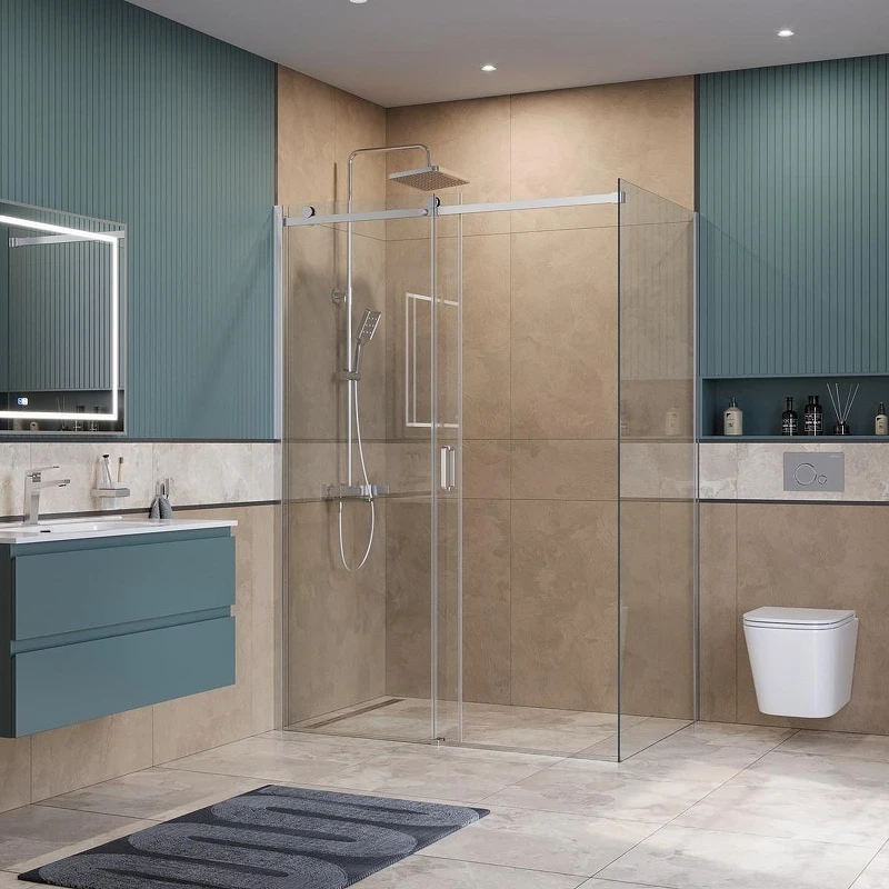 Душевой уголок BelBagno Soft Close-2 150x90 SOFT_CLOSE-2-AH-1-150/90-C-Cr профиль Хром стекло прозрачное