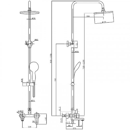 Душевая система Aquanet Passion S3 AF300-72-S-B 261839 Черная матовая латунь на стену